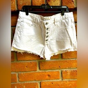 Free People Off-White/Cream Shorts with Distressed Hem